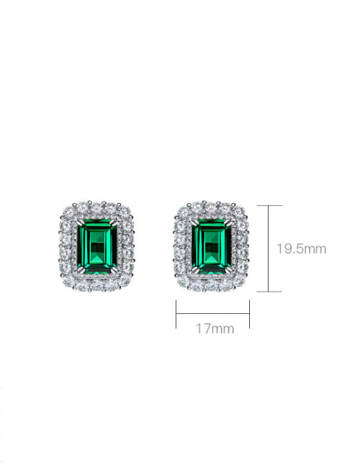 Green [e 1994] 925 Sterling Silver High Carbon Diamond Geometric Luxury Stud Earring